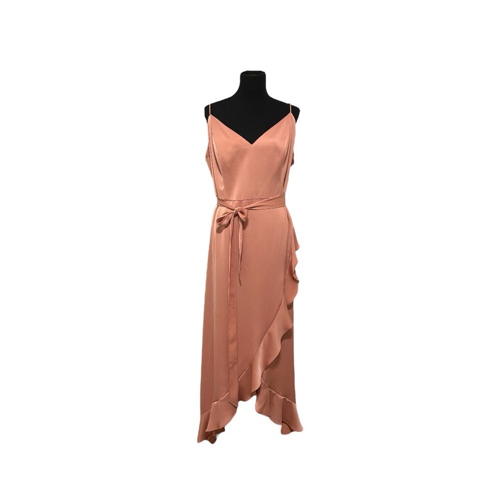 CELEBRATE DB STUDIO Crepe Satin Ruffle High-Low Dress NWT - Picture 2 of 6